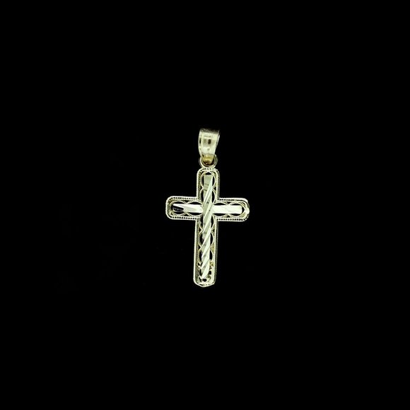 Real 10K Yellow Gold Diamond Cut Cross Pendant - Picture 1 of 6